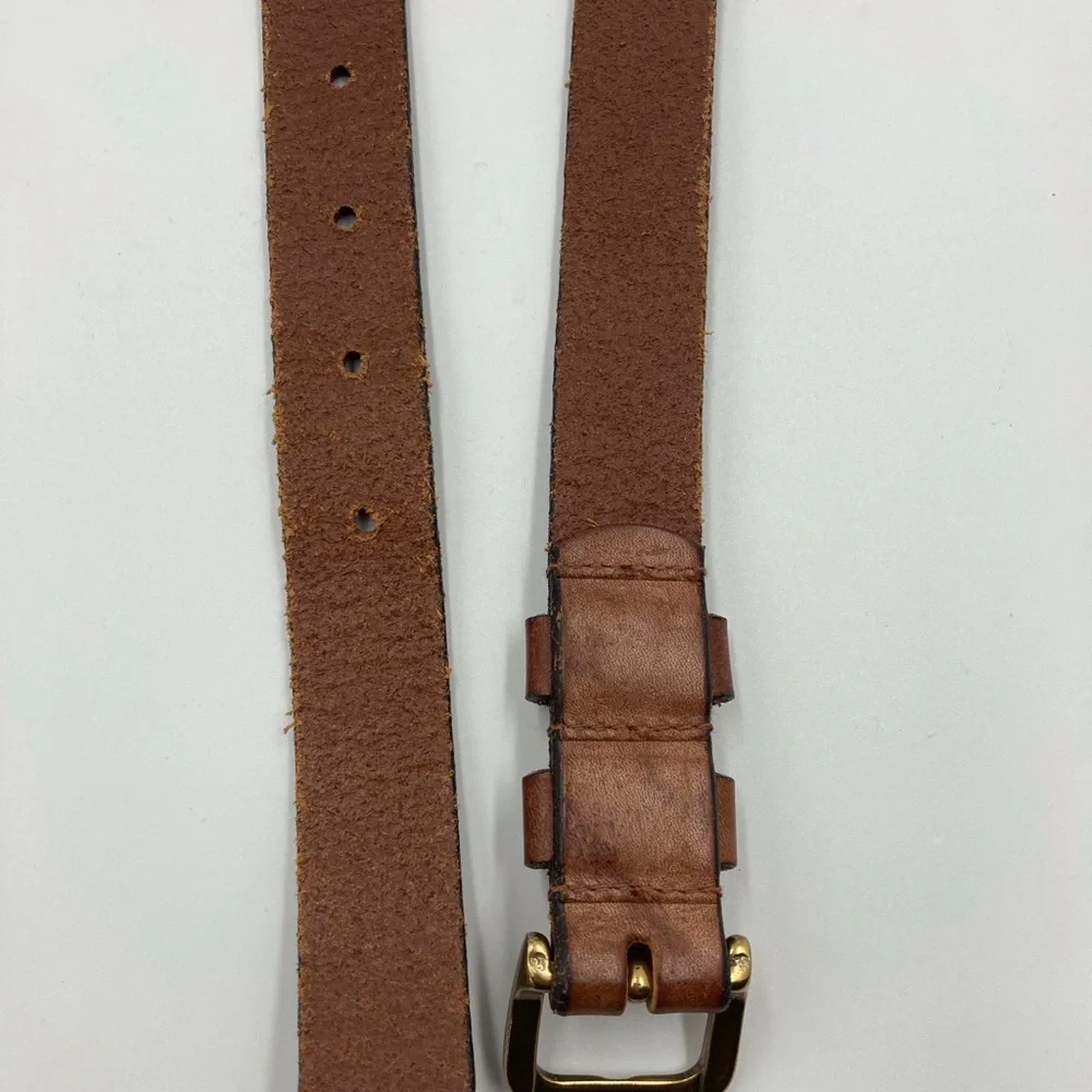 L.L.Bean brown Leather Unisex Belt Everyday Made in England Solid Brass Buckle